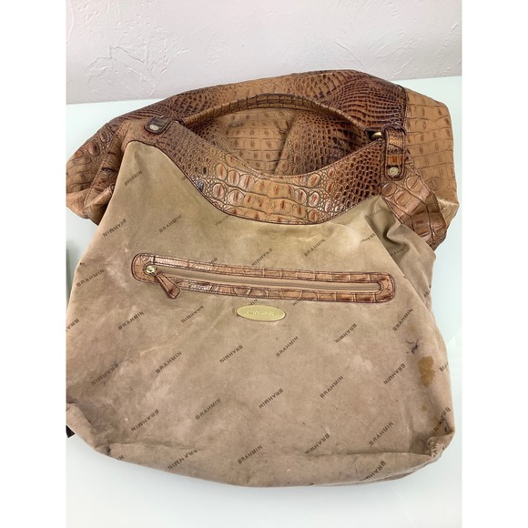 Brahmin Toasted Almond Anne Large Croc Tote Handmade purse bag - Picture 5 of 12